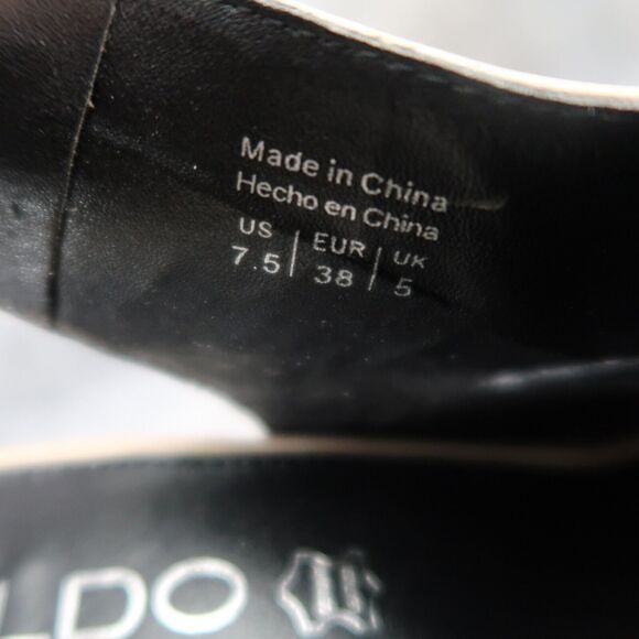 Aldo Shoes Womens 7.5 Pumps Ankle Wrap Buckle Bootie Peep Toe Leather Block Heel - Picture 15 of 16